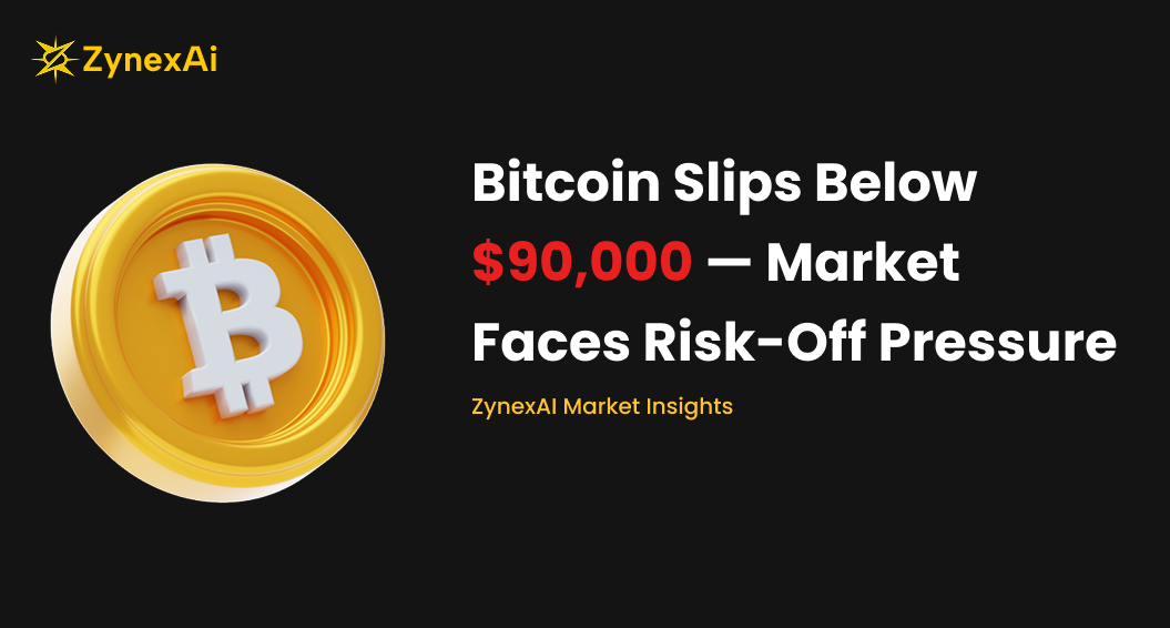 Bitcoin Slips Below $90,000 — Market Faces Risk-Off Pressure